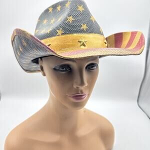 American Flag Cowboy Hat for Men or Women ~ Western Paper Straw ~ Vamuss